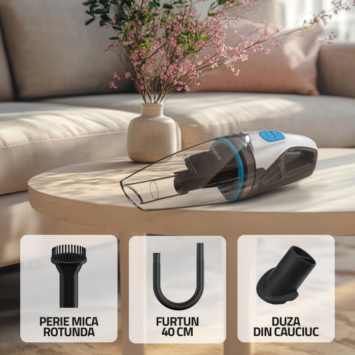 Aspirator de mana Samus Handy 7.4 Cordless fara fir Putere 50W 5 Kpa Umed uscat Filtru HEPA LED 0.7 kg [15]