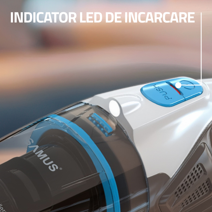Aspirator de mana Samus Handy 7.4 Cordless fara fir Putere 50W 5 Kpa Umed uscat Filtru HEPA LED 0.7 kg [16]