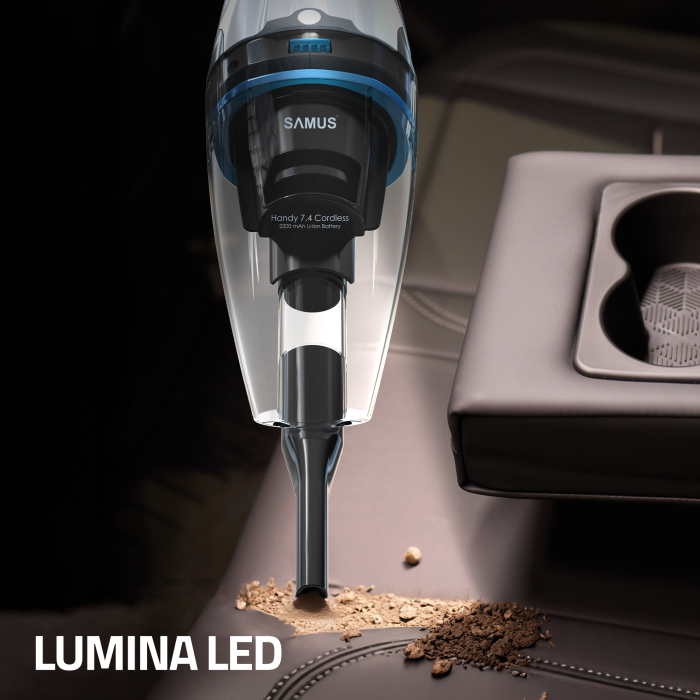 Aspirator de mana Samus Handy 7.4 Cordless fara fir Putere 50W 5 Kpa Umed uscat Filtru HEPA LED 0.7 kg [17]