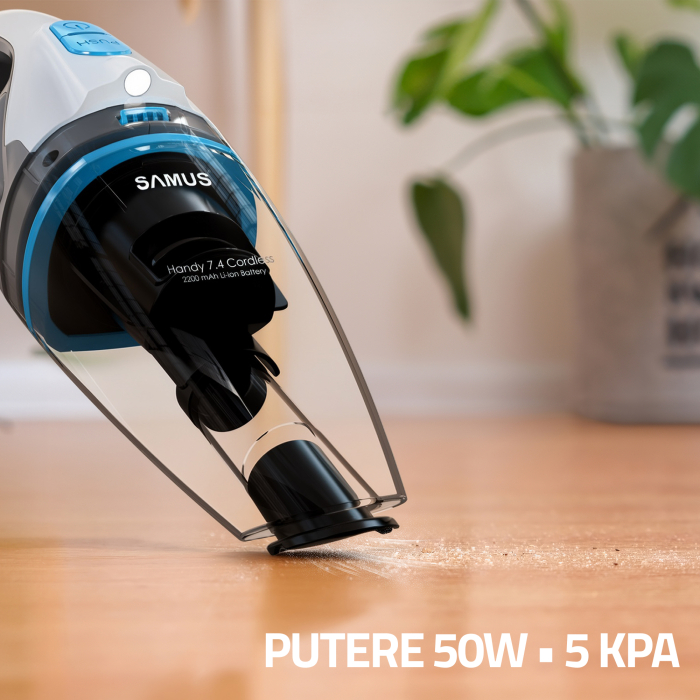Aspirator de mana Samus Handy 7.4 Cordless fara fir Putere 50W 5 Kpa Umed uscat Filtru HEPA LED 0.7 kg [8]