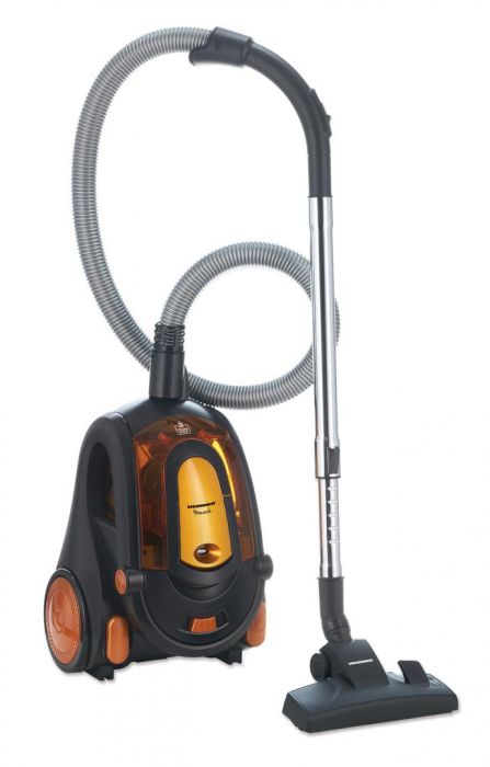 Aspirator fara sac Heinner Monarch HVC-V800BK, 800W, putere absorbtie >180W, 2.2L, tija telescopica din metal, accesorii 2 in 1, perie canapea, negru/orange [1]