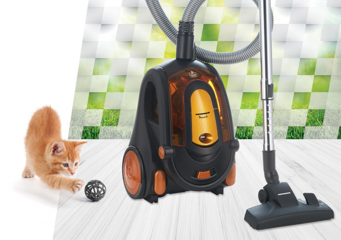 Aspirator fara sac Heinner Monarch HVC-V800BK, 800W, putere absorbtie >180W, 2.2L, tija telescopica din metal, accesorii 2 in 1, perie canapea, negru/orange [3]