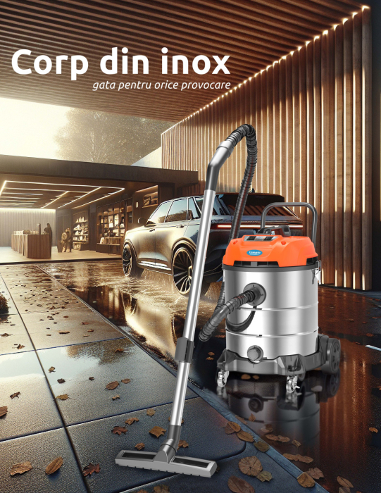 Aspirator Multifunctional Limpio LWD-60X2 Umed-Uscat, 60L, 2400W, 2 Motoare, 21 kPa, cu Sac, Suflare, Inox [4]