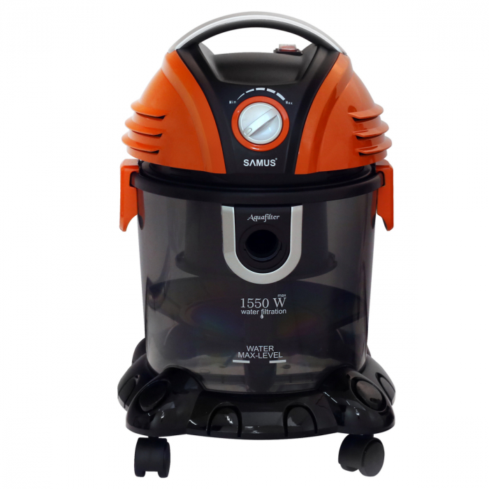 Aspirator Samus Aquafilter Orange, cu filtrare prin apa, fara sac, 15 litri, filtru HEPA, aspirare umeda si uscata, functie suflare aer, Portocaliu [2]