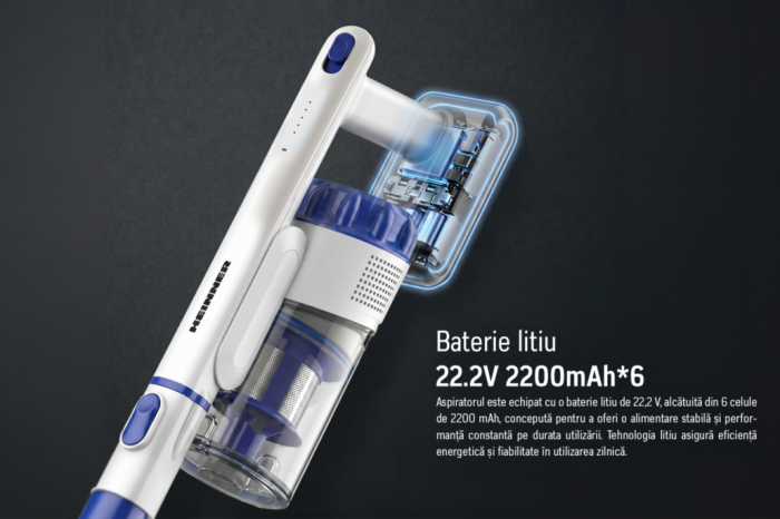 Aspirator Vertical 2 in 1 Heinner FastClean 140 HSVC-PDC140BL, Acumulator, 140 W, Recipient 0.5 L, Multi-Suprafete [10]