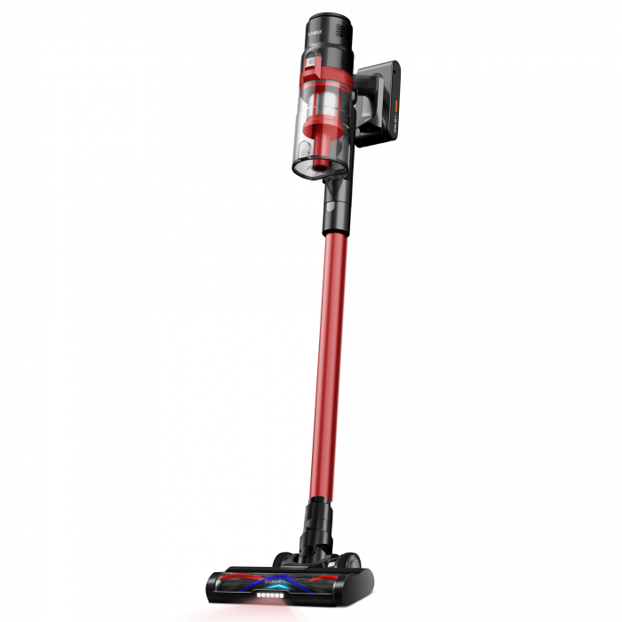 Aspirator vertical Samus Hurricane Max Pro, ciclonic, aspirare uscata, pentru uz casnic si auto, filtru Hepa + inox, 0.8 litri,  perie electrica rotativa cu LED-uri, 3 trepte de putere, Rosu [2]