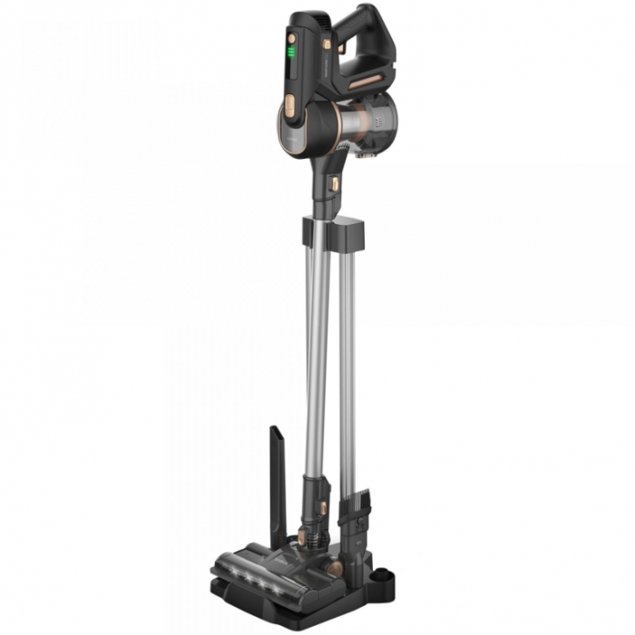 Aspirator vertical Samus Rocket Ultra Pro, ciclonic, aspirare uscata, pentru uz casnic si auto, filtru Hepa, 0.7 litri, perie electrica rotativa cu LED-uri frontale, tub fix din aluminiu, Negru [3]