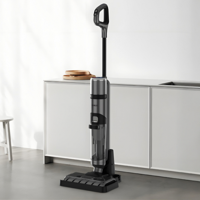 Aspirator vertical Samus Smart Cleaner Pro, aspirare umeda si uscata, pentru uz casnic, filtru Hepa, 0.5 litri,  perie motorizata rotativa, 2 trepte de putere, mod iSense, functie auto-curatare, Gri [15]