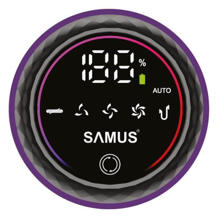 Aspirator vertical Samus Typhoon Ultra Power, ciclonic, pentru uz casnic si auto, filtru Hepa + inox, 0.65 litri, perie motorizata cu LED-uri, 4 trepte de putere, functie iSense, Mov [5]