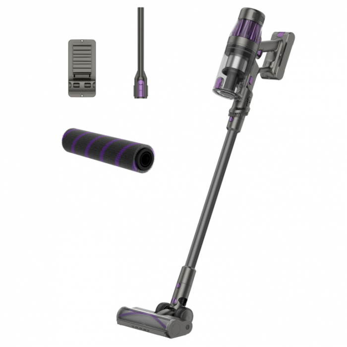 Aspirator vertical Samus Typhoon Ultra Power, ciclonic, pentru uz casnic si auto, filtru Hepa + inox, 0.65 litri, perie motorizata cu LED-uri, 4 trepte de putere, functie iSense, Mov [3]