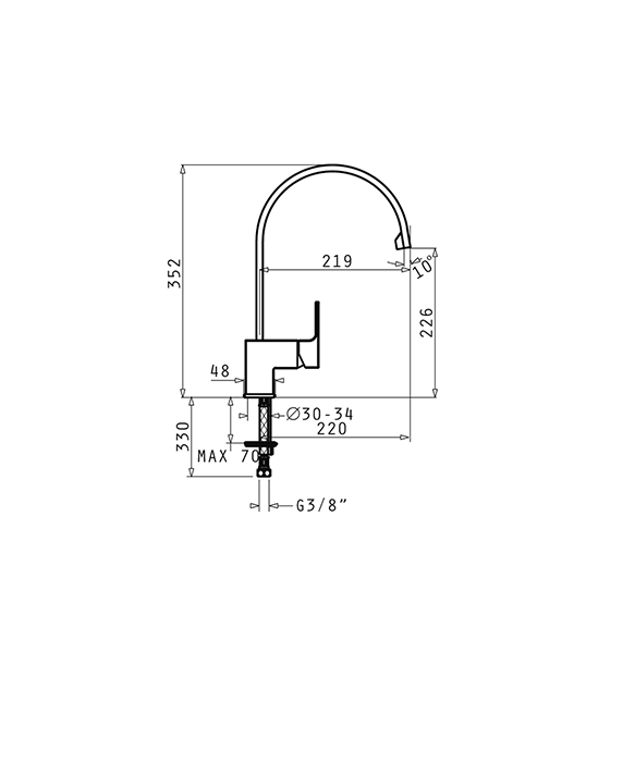 Baterie bucătărie Arioso crom, monocomandă, pipă înaltă, corp din alamă/bronz, cartuș cu disc ceramic și finisaj crom premium, design modern și durabil [2]