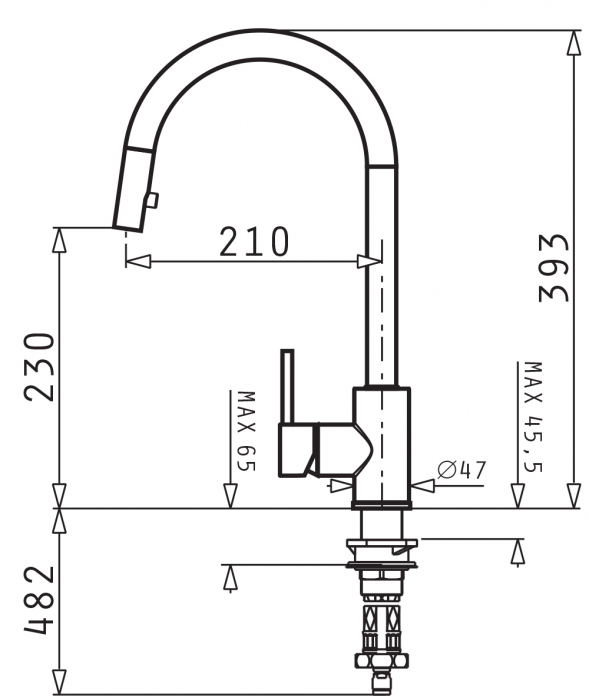 Baterie chiuvetă bucătărie Amada Crom, monocomandă, pipă înaltă cu cap extractabil ascuns, finisaj crom elegant, aspect premium și durabil [2]