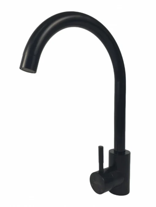 Baterie de bucatarie din otel inoxidabil MIXXUS, Culoare neagra, Monocomanda, Racorduri incluse [2]