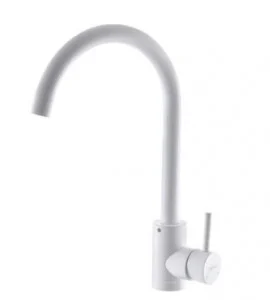 Baterie de bucatarie MIXXUS din otel inoxidabil, Monocomanda, Racorduri incluse, Culoare alba [2]