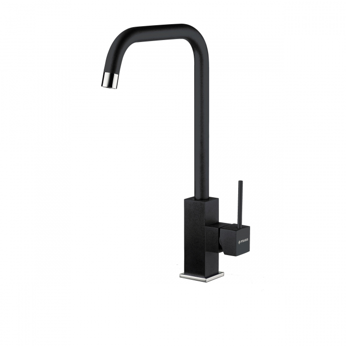 Baterie de bucătărie Pyramis ADELITA Black, monocomandă, cu pipă înaltă dreaptă, aerator cu limitare de debit și finisaj negru elegant [1]