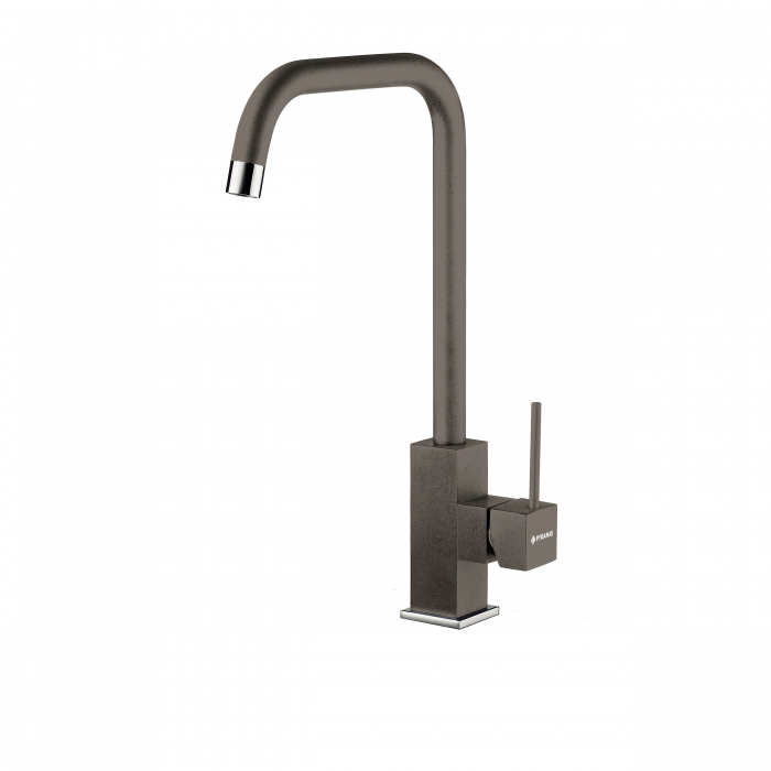 Baterie de bucătărie Pyramis ADELITA Iron Grey, monocomandă, cu pipă înaltă dreaptă, aerator cu limitare de debit și finisaj compatibil gama ITHAKA [1]