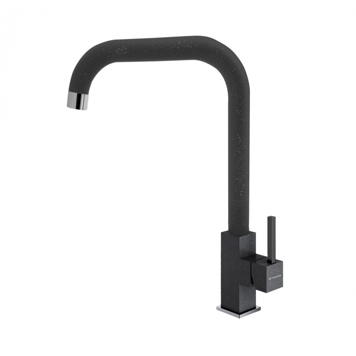 Baterie de bucătărie Pyramis ECO ADELITA Black, monocomandă, cu pipă înaltă, aerator cu limitare de debit și finisaj negru elegant [1]