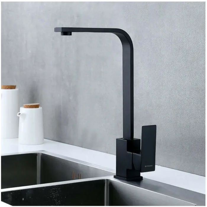 Baterie de bucătărie Pyramis ECO CECILIA Black, monocomandă, cu pipă înaltă dreaptă, aerator cu limitare de debit și finisaj negru elegant [2]