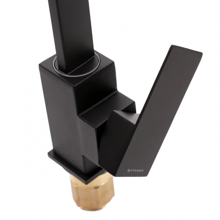 Baterie de bucătărie Pyramis ECO CECILIA Black, monocomandă, cu pipă înaltă dreaptă, aerator cu limitare de debit și finisaj negru elegant [4]