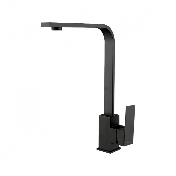 Baterie de bucătărie Pyramis ECO CECILIA Black, monocomandă, cu pipă înaltă dreaptă, aerator cu limitare de debit și finisaj negru elegant [1]