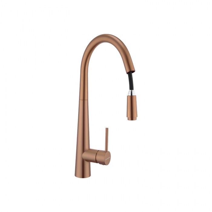 Baterie de bucătărie Pyramis ECO DIAMOND PVD Copper, monocomandă, cu pipă înaltă dreaptă, aerator cu limitare de debit și finisaj premium cupru [2]