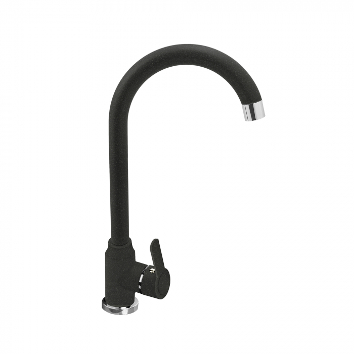 Baterie de bucătărie Pyramis LUNGO Black, monocomandă, cu pipă înaltă, aerator cu limitare de debit și finisaj negru elegant [1]