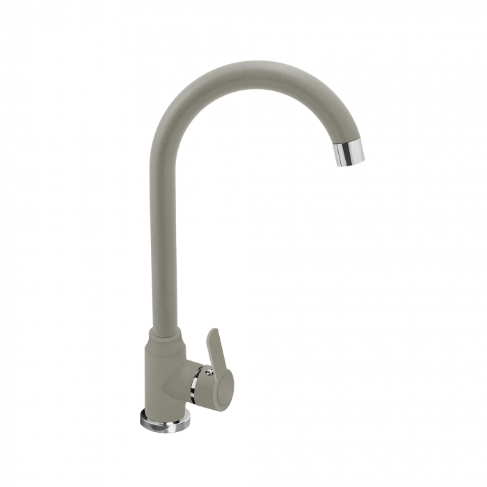 Baterie de bucătărie Pyramis LUNGO Industrial Grey, monocomandă, cu pipă înaltă, aerator cu limitare de debit și finisaj industrial grey modern [1]