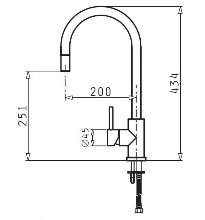 Baterie de bucătărie VERISMO din inox, monocomandă, cu pipă înaltă și cap extractabil, cartuș cu disc ceramic pentru durabilitate [2]