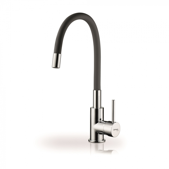 Baterie pentru chiuvetă de bucătărie Pyramis AURELIA Black, monocomandă, pipă înaltă flexibilă, finisaj premium negru, aerator economizor [1]