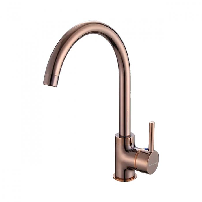 Baterie pentru chiuvetă de bucătărie Pyramis ECO BELLO PVD Copper, monocomandă, pipă înaltă, finisaj premium, cu aerator economizor [1]
