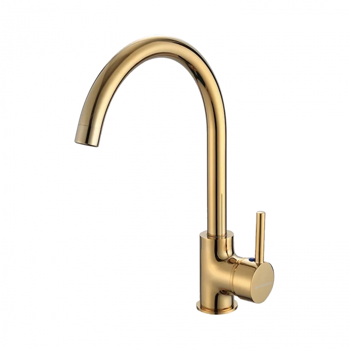 Baterie pentru chiuvetă de bucătărie Pyramis ECO BELLO PVD Gold, monocomandă, pipă înaltă, finisaj premium, cu aerator economizor [1]