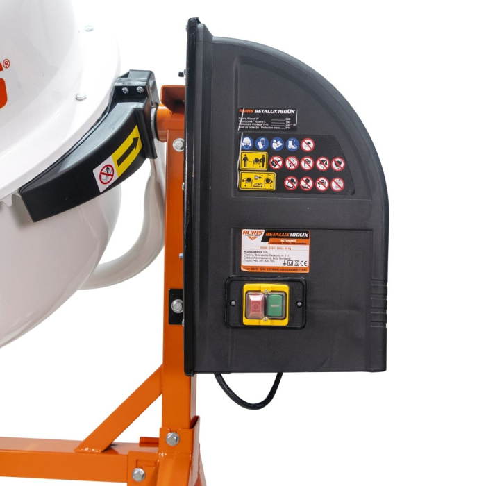 Betonieră RURIS BETALUX 1800X, Motor Electric 950 W, Cuva 180 L, 29.5 rotații/min, Grosime cuvă 1.2–1.8 mm, Pedală de picior, IP44, Roți 10” [6]