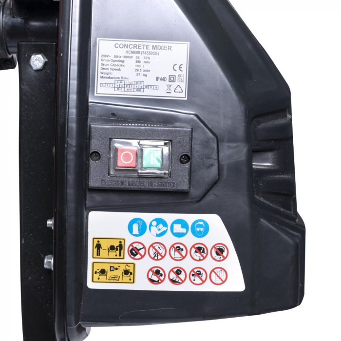 Betoniera Temp HCM 600, 1000W, 180L, coroana din fonta [2]