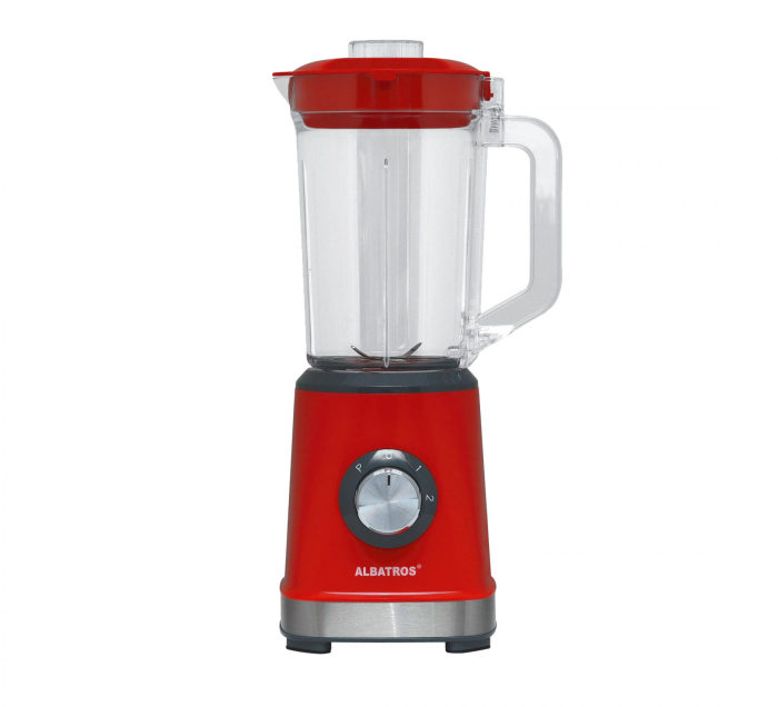 Blender de masa Albatros BM704RED, 700 W, 2 viteze + Pulse, vas 1.2 L, lama inox, culoare roșu [1]