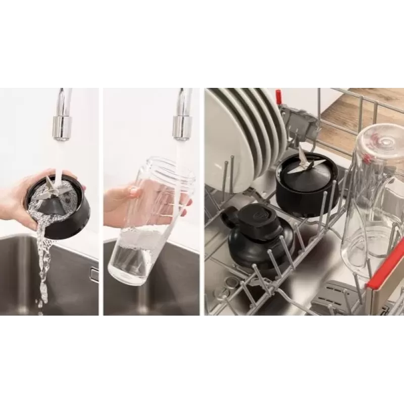 Blender DelCaffe Yoga Refresh, 2 recipiente cu capac 0.6l / 0.3l, putere 300W, 2 trepte viteza, Functie pasare/ maruntire, inox [3]