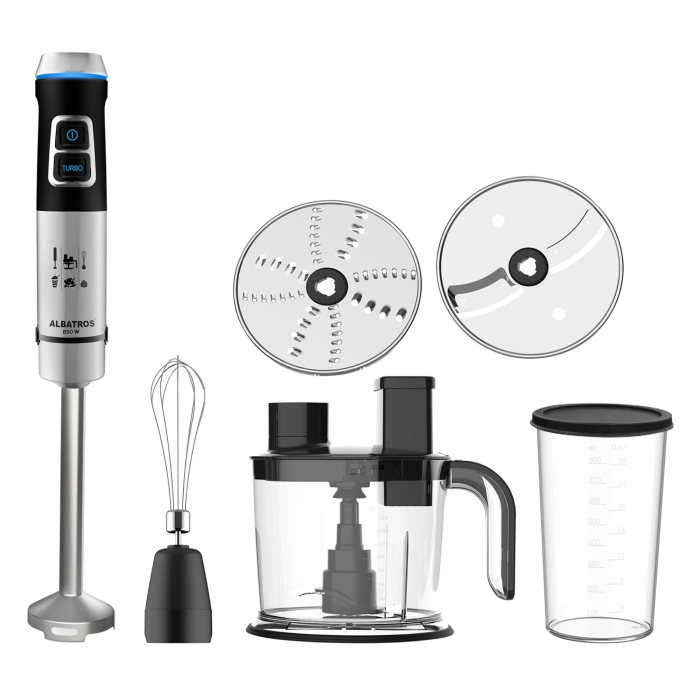 Blender-robot de bucatarie Albatros MR850A, 850 W, turație reglabilă + Pulse, accesorii incluse, inox [1]