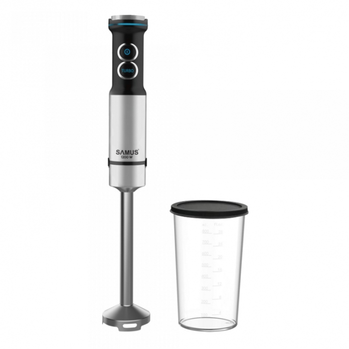 Blender Samus SB1200S,Motor puternic si silentios, Turatie reglabila, Functie Pulse, Picior inox, Pahar 0,8 l, Negru/Inox [1]