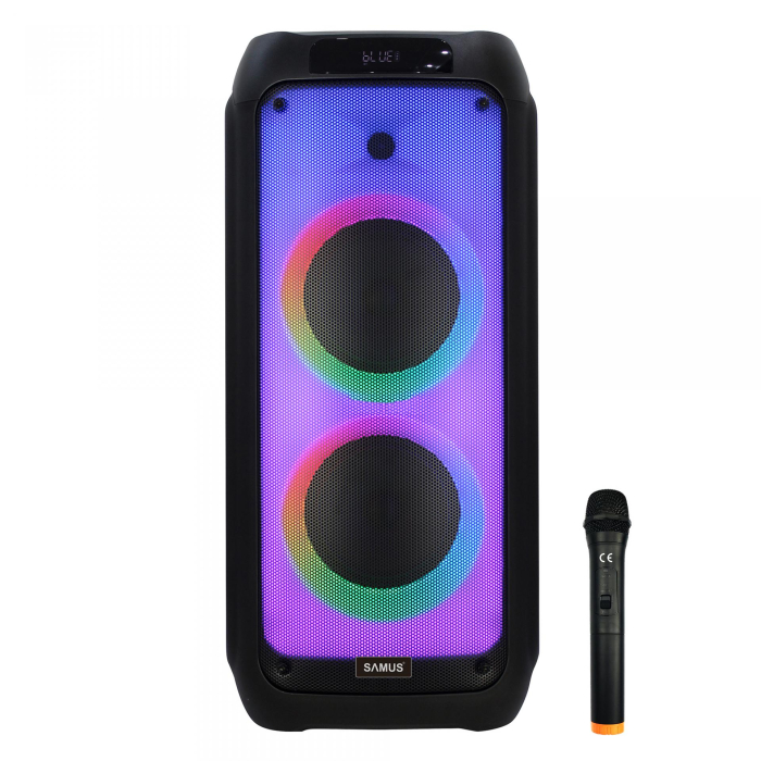 Boxa portabila Samus IBIZA SENSE 8 - 800W, (20.3 cm), 2×15W / 80W RMS / 800W PMPO, microfon wireless, FM Radio, USB, TF Card, intrare chitară, lumini LED interschimbabile [1]