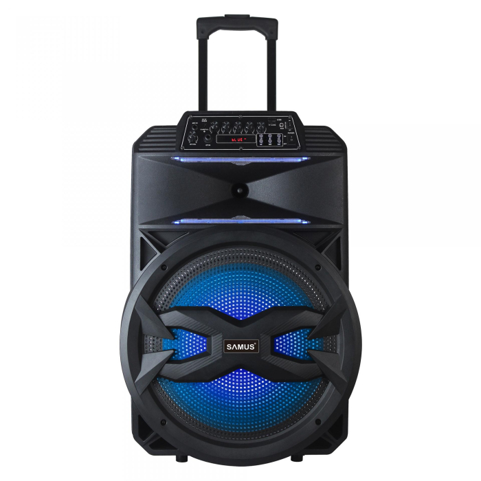Boxa portabila Samus KARAOKE 15 - 700W, 15 inch (38 cm), 20W / 55W RMS, microfon wireless, telecomandă, FM Radio, USB, TF Card, troler integrat, lumini LED [2]