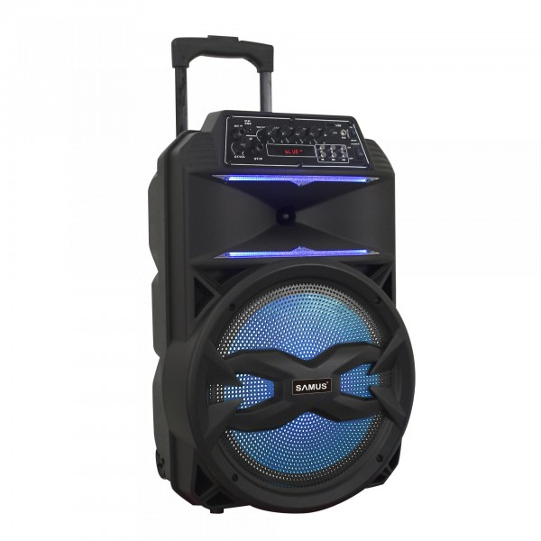 Boxa portabila Samus KARAOKE 15 - 700W, 15 inch (38 cm), 20W / 55W RMS, microfon wireless, telecomandă, FM Radio, USB, TF Card, troler integrat, lumini LED [4]