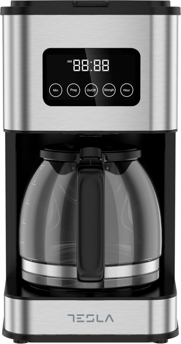 Cafetiera digitala Tesla CMF201BX, display digital, capacitate 12 cani, controlul intensitatii,900W, 1.5L, Inox [1]