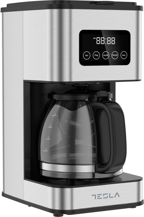 Cafetiera digitala Tesla CMF201BX, display digital, capacitate 12 cani, controlul intensitatii,900W, 1.5L, Inox [3]