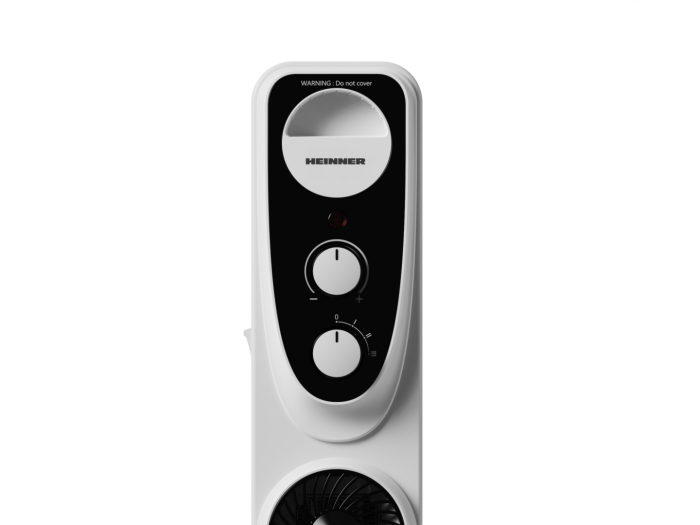 Calorifer Electric cu Ulei Heinner HOH-MVT13WH-BK, 2500 W, 13 Elemenți, Ventilator Turbo, 3 Trepte de Putere 1000/1500/2500 W, Termostat Reglabil, Protecție Supraîncălzire și Răsturnare, Alb/Negru [4]