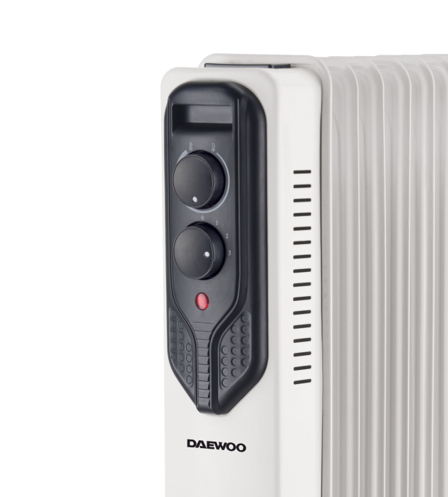Calorifer electric cu ulei Daewoo, 2000 W, 9 elementi, 3 canale de ulei, 3 nivele de putere, termostat reglabil, protectie supraincalzire, indicator luminos, role de deplasare [2]