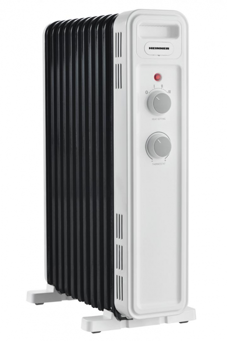 Calorifer electric cu ulei Heinner HOH-M11WH-BK, 11 elementi, 2500 W, 3 setari de temperatura, Termostat ajustabil, Protectie supraincalzire, Alb/Negru [1]