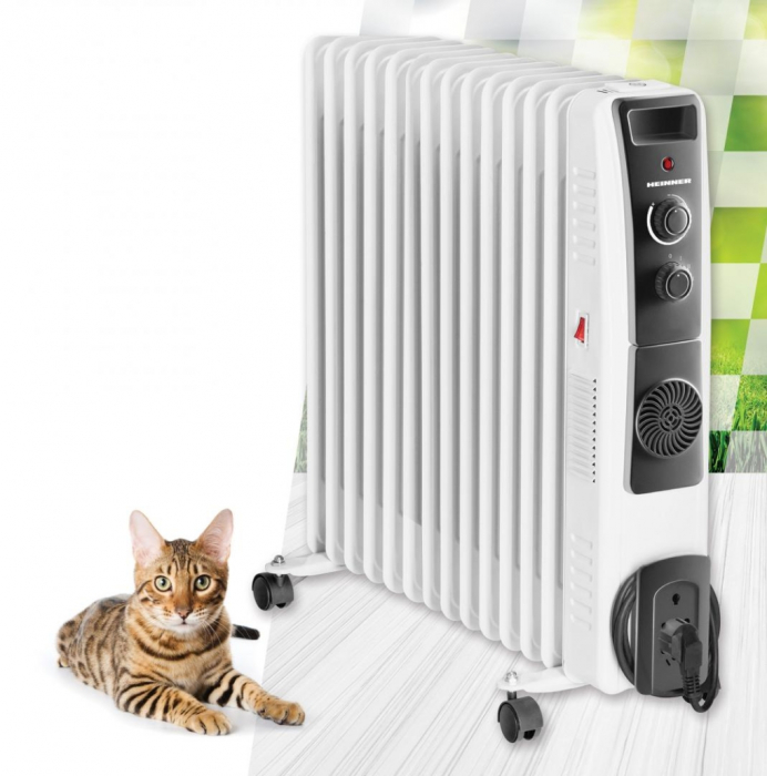 Calorifer electric cu ulei Heinner HOH-YV13BK, 2500 W, 13 elementi, ventilator 400W, protectie supraincalzire, alb [2]