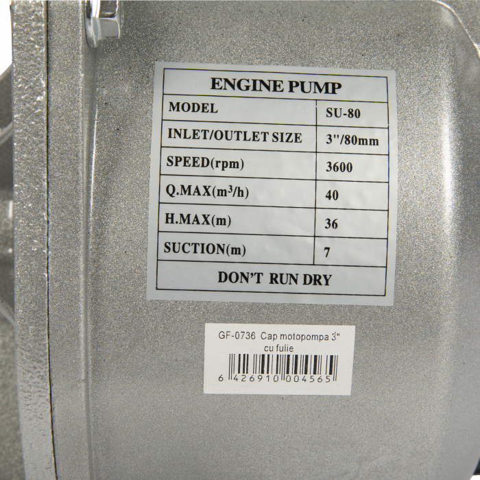 Cap de motopompa 3 toli cu fulie pentru motor [7]