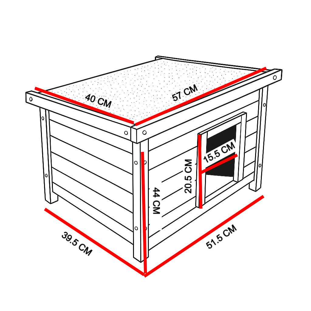 Căsuță din lemn pentru câini, pisici și iepuri BÜNTZ, acoperiș rabatabil, perdea PVC, 57x44x40 cm, Gri, pentru interior/exterior [10]