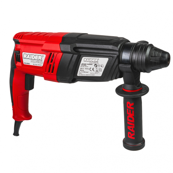 Ciocan rotopercutor Raider RD-HD62, 800W, 2.8J, SDS-Plus, 3 funcții, cu valiză [4]