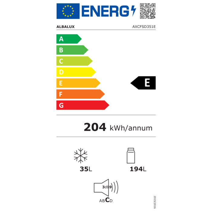 Combina frigorifica Albalux AXCFSD351E, 259 L, Dozator apa, Iluminare LED, Usi reversibile, Inox [3]
